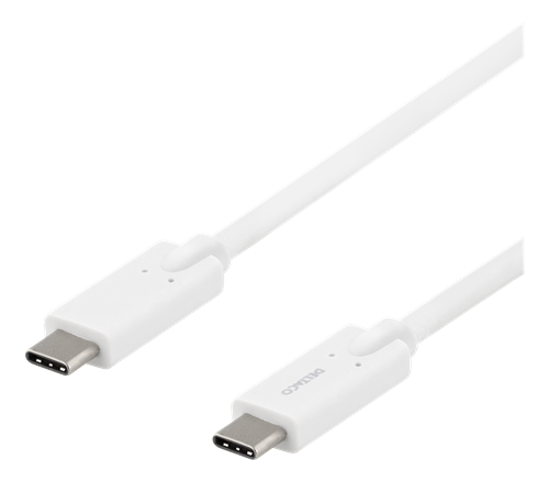 2m USB-C till USB-C kabel, 5 Gbit/s, 5A, vit