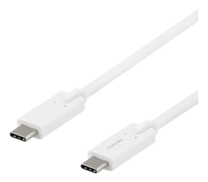 2m USB-C till USB-C kabel, 5 Gbit/s, 5A, vit